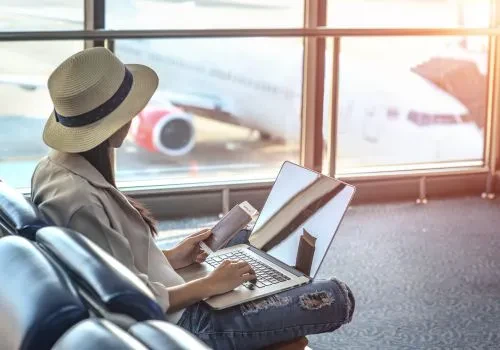 Catch up on work on a delayed flight